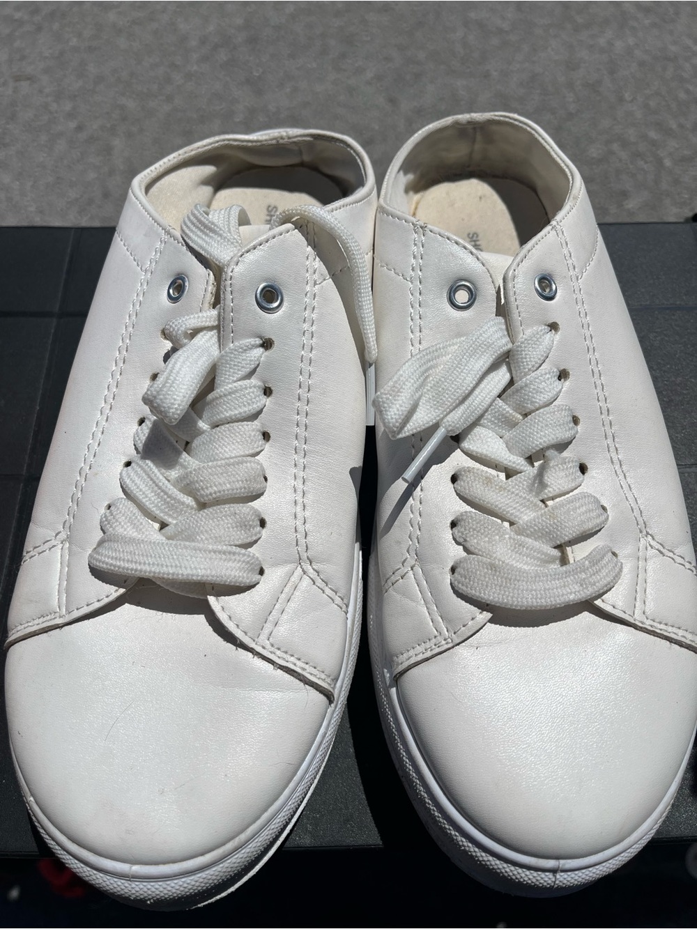 White Low-Top Lace-Up Sneakers